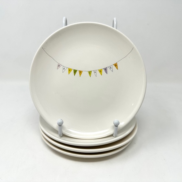 Rae Dunn Set of 4 Easter/Spring Appetizer/Dessert Plates With Easter Designs - Picture 3 of 10